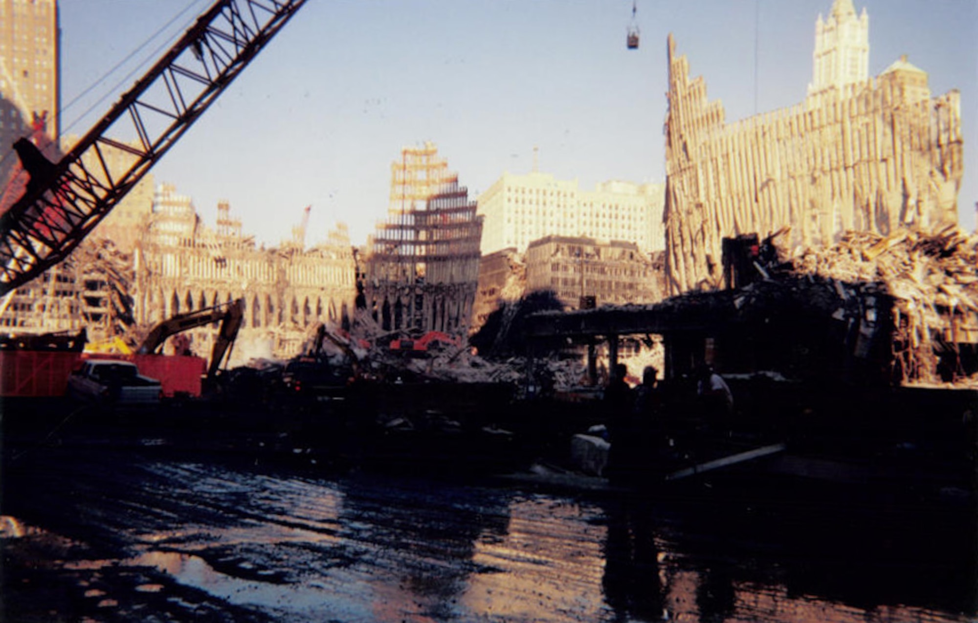 DAVIS-MONTHAN AIR FORCE BASE, Ariz. – A picture of the remains of the Twin Towers after the  devastating attack on Sept. 11. Captain Assing often traveled to Ground Zero with other military members, to assist in the rescue efforts. (Courtesy photo)