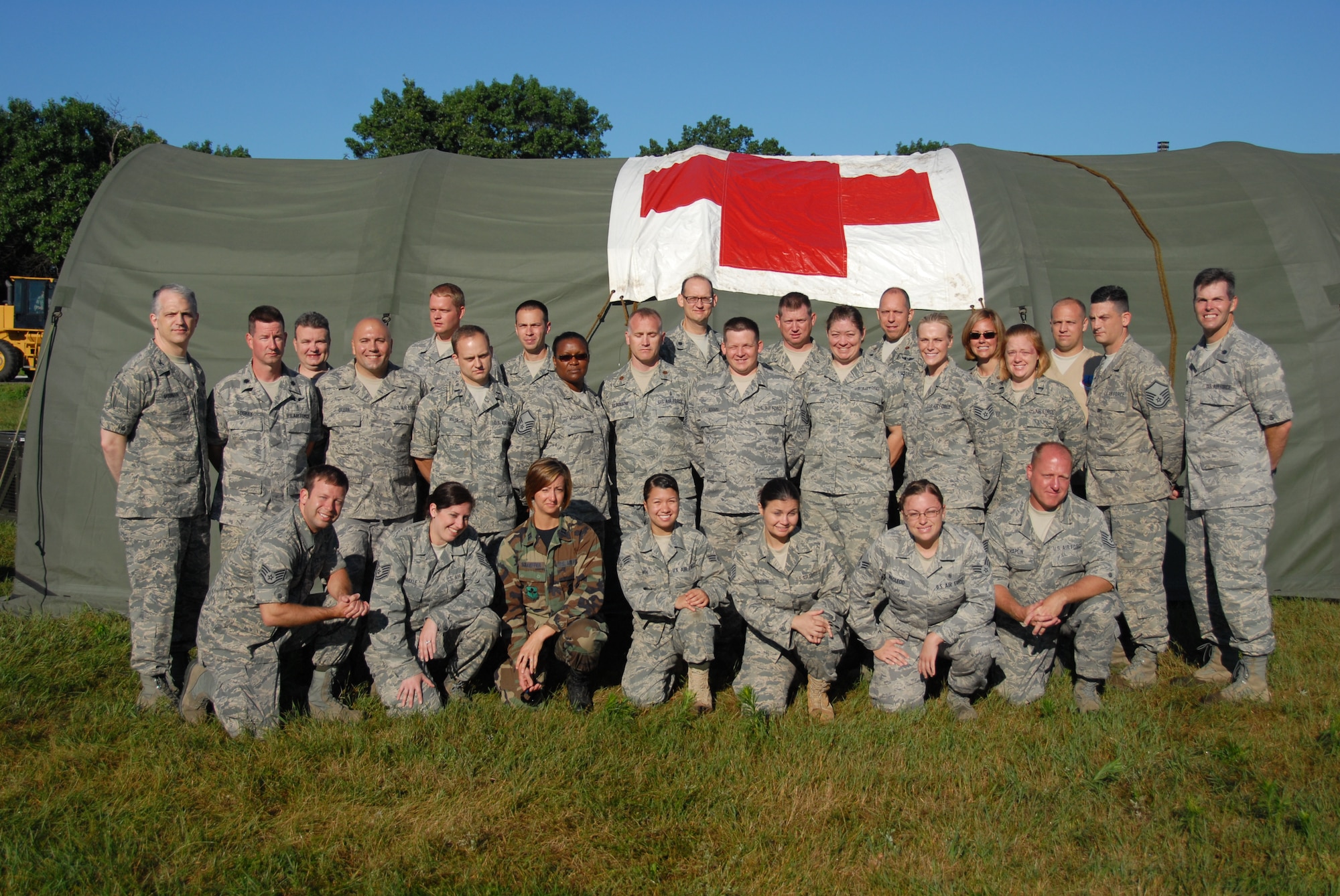 Members of the 178th Medical Group, Springfield, Ohio, participate in the domestic operations portion of the 2011 Patriot Exercise July 13 at Volk Field Combat Readiness Training Center, Wis.  During the exercise, the 178 MDG is providing support for an Expeditionary Medical Support Basic, which is designed to facilitate surgical and primary medical care in a deployed environment. (U.S. Air Force photo by Senior Airman Amy N. Adducchio/Released)