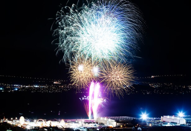 A barrage of colorful fireworks light up BayFest 2011 at Hangar 101 on Marine Corps Base Hawaii, July 15, 2011. Celebrating its 22nd year as Hawaii’s largest summer music festival, the three-day event — sponsored by Marine Corps Community Services — opened the base’s gates to the local community, featuring concerts by Cecilio and Kapono, Hoobastank, Puddle of Mudd and Joe Nichols, in addition to contests, carnival rides, food booths and military static displays.