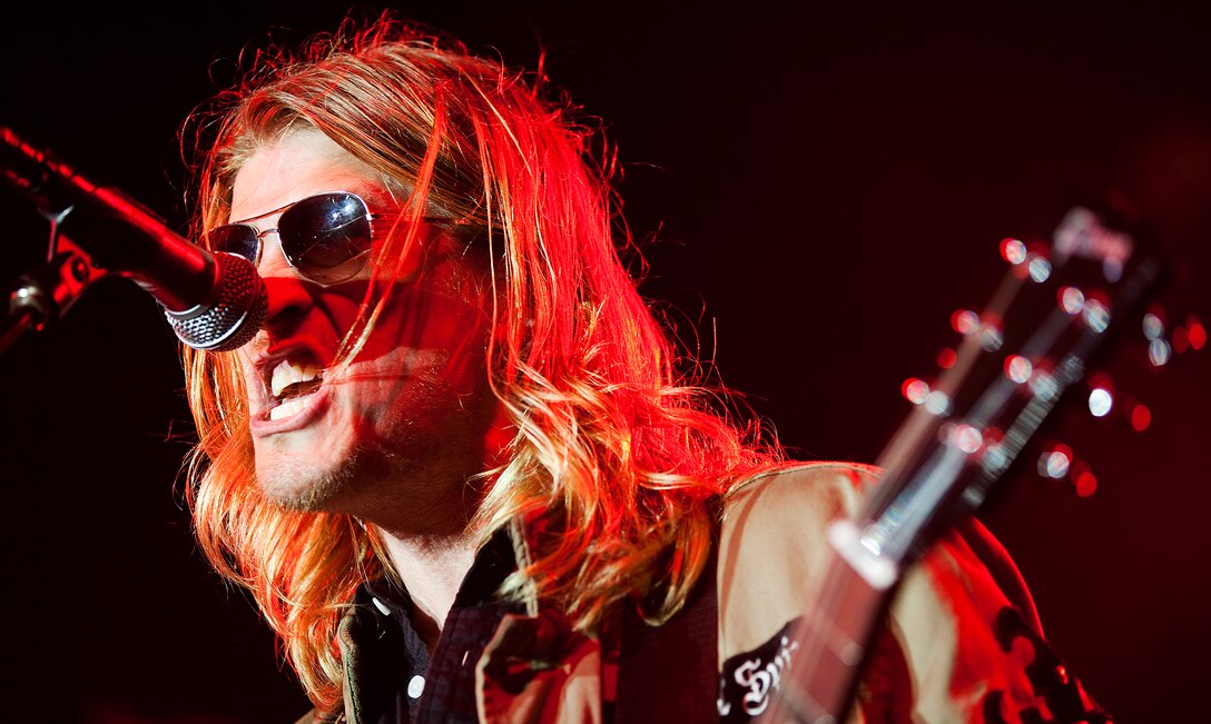 Puddle of Mudd frontman Wes Scantlin screams out lyrics during his rock band’s performance at BayFest 2011 on Marine Corps Base Hawaii, July 16, 2011. Celebrating its 22nd year as Hawaii’s largest summer music festival, the three-day event — sponsored by Marine Corps Community Services — opened the base’s gates to the local community, featuring concerts by Cecilio and Kapono, Hoobastank, Puddle of Mudd and Joe Nichols, in addition to contests, carnival rides, food booths and military static displays.