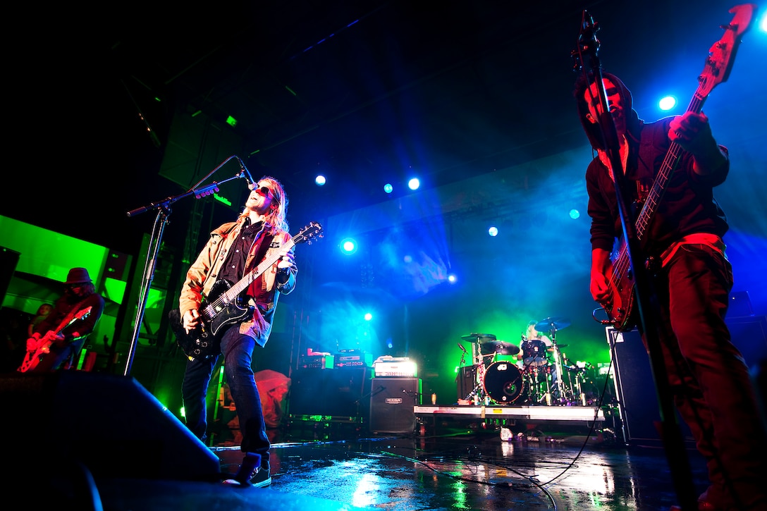 Rock band Puddle of Mudd performs their song “Out of My Head” at BayFest 2011 on Marine Corps Base Hawaii, July 16, 2011. Celebrating its 22nd year as Hawaii’s largest summer music festival, the three-day event — sponsored by Marine Corps Community Services — opened the base’s gates to the local community, featuring concerts by Cecilio and Kapono, Hoobastank, Puddle of Mudd and Joe Nichols, in addition to contests, carnival rides, food booths and military static displays.