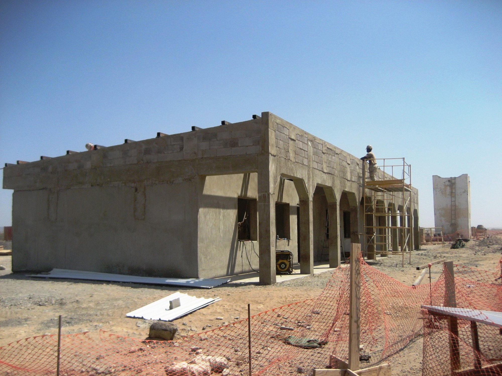 Capt. Hartberger, as the Seabee project manager for the Combined Joint Task Force – Horn of Africa with AFRICOM, oversaw projects like this classroom building addition under construction near Dikhil in southern Djibouti. (Photo provided)