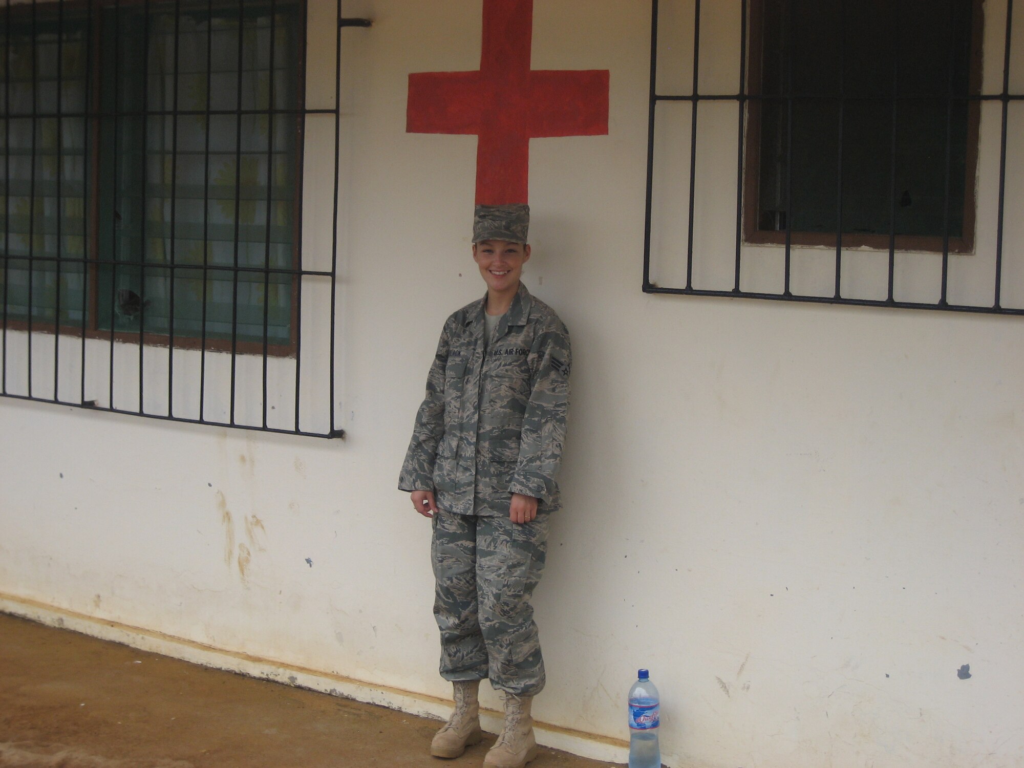 Senior Airman Erin Black is deployed from the 633rd Surgical Operations Squadron to Operation Onward Liberty, where she serves as a medic. Airman Black mentors and train medics of the Armed Forces of Liberia and assists in running the clinic and providing care for all OOL members. (Courtesy photo/Senior Airman Erin Black)
