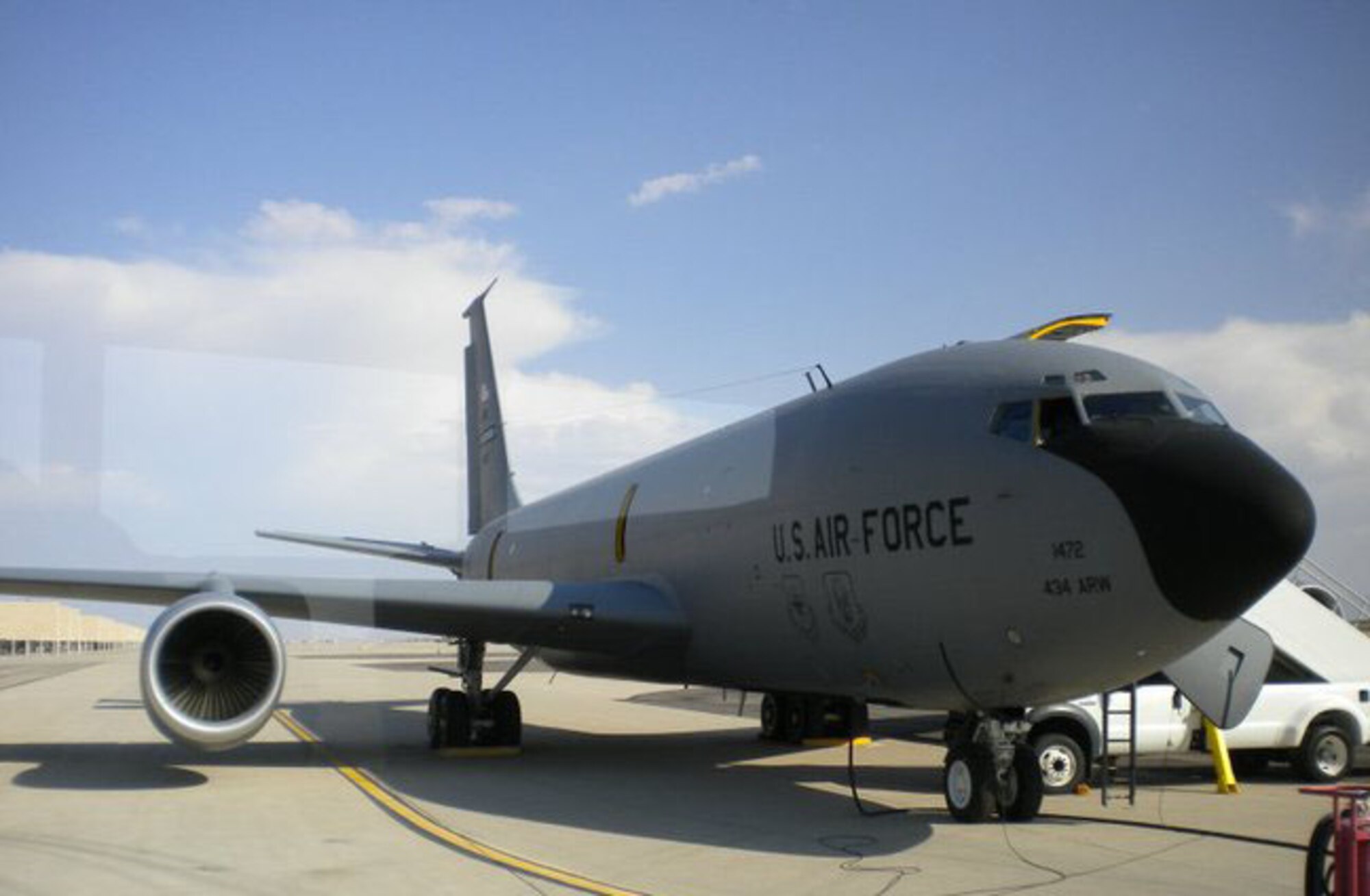 A KC-135 sits on the flightline here at Davis-Monthan AIr Force Base, Ariz. Forty-three Airmen received an incentive flight aboard a KC-135 here June 28 and 29. The flight was to reward deserving Airmen from across the base and give Airmen in non-flying related career fields a chance to experience a sortie.

