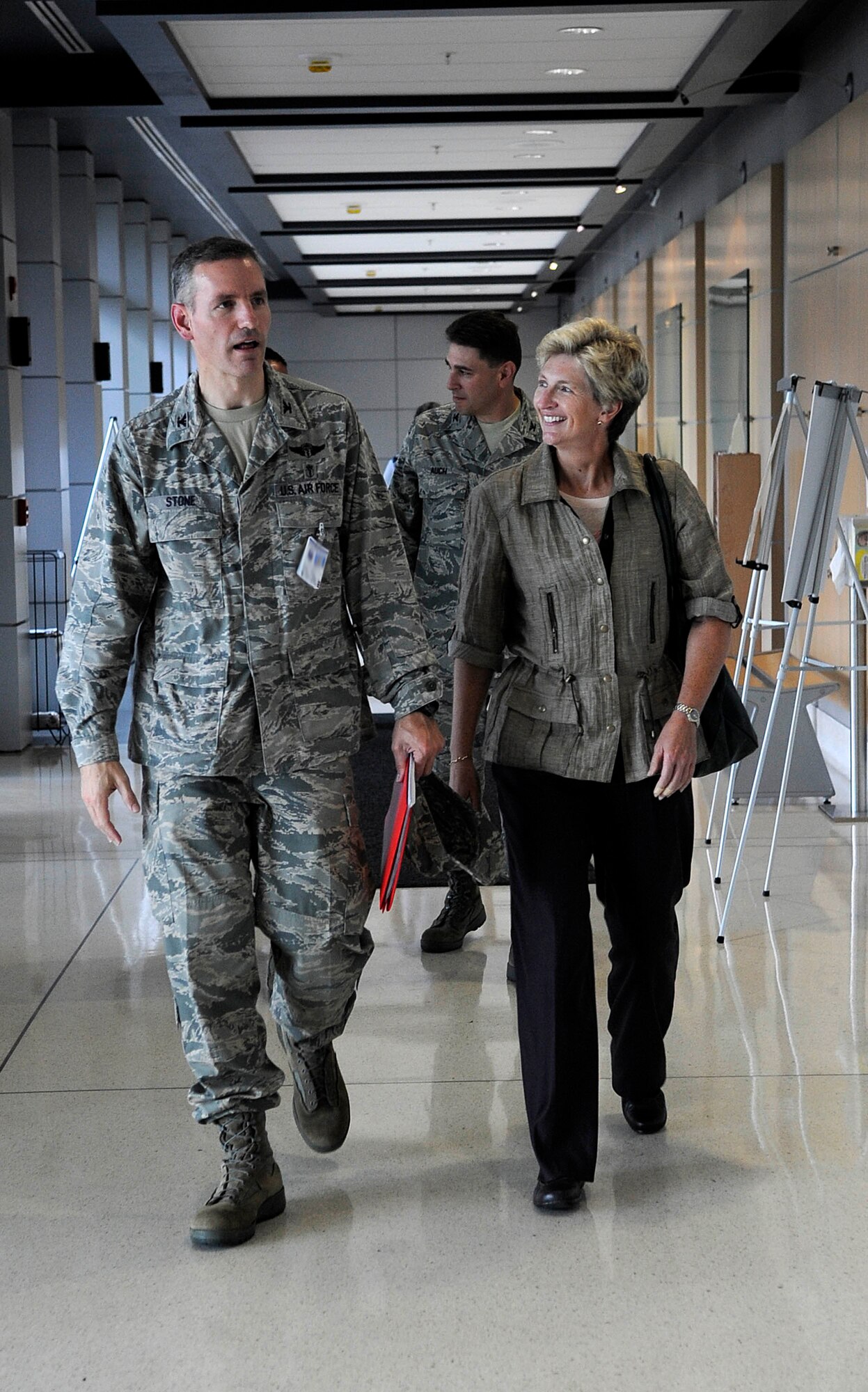 Col. Eric Stone, 633rd Medical Group commander, gives Dr. Jo Ann Rooney, Principal Under Secretary of Defense for Personnel and Readiness, a tour of the new hospital during a visit at Langley Air Force Base, Va., July 12, 2011. The purpose of Dr. Rooney’s visit was to gain a better understanding of policies and procedures in order to better perform her duties as the senior policy advisor to the Secretary of Defense.(U.S. Air Force photo by Staff Sgt. Dana Hill/Released) 
