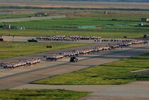 KUNSAN AIR BASE, Republic of Korea -- Members of the 8th Fighter Wing participate in the Warrior Run here July 19. The mission of the 8th FW is to defend the base, accept follow-on forces and take the fight north. (U.S. Air Force photo/Senior Airman Ciara Wymbs)