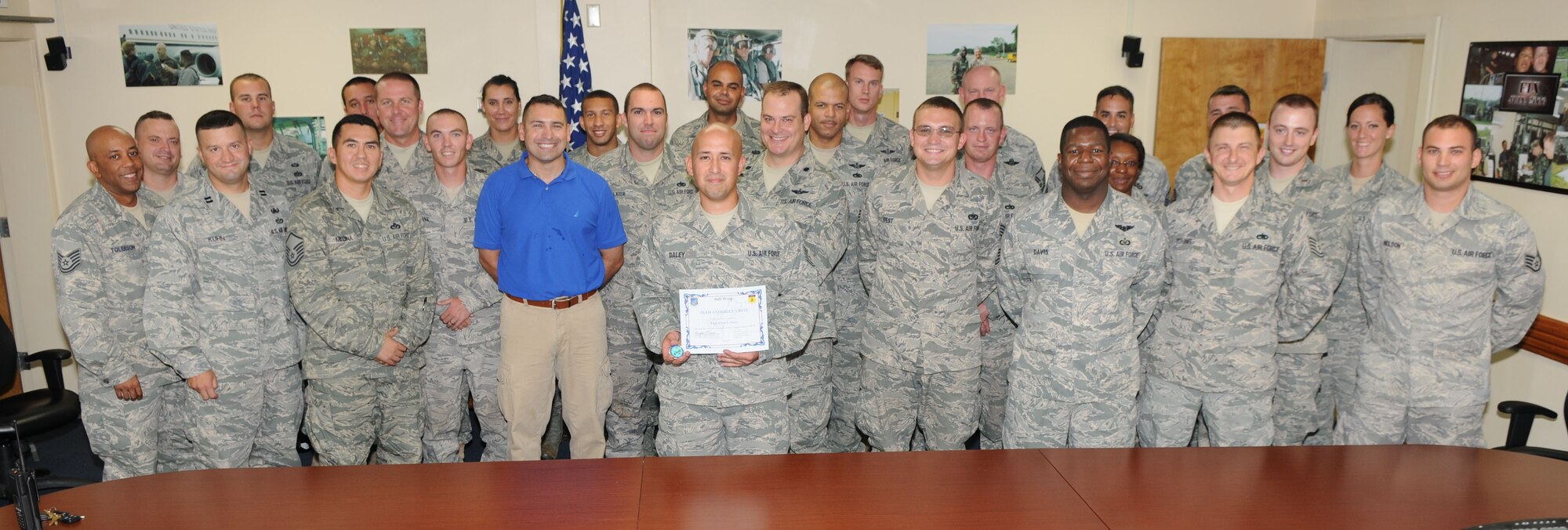 Tech. Sgt. Allen Daley, 36th Mobility Response Squadron transmission noncommissioned officer in charge, was awarded Team Andersen's Best here, July 14. (U.S. Air Force photo/Senior Airman Carlin Leslie)