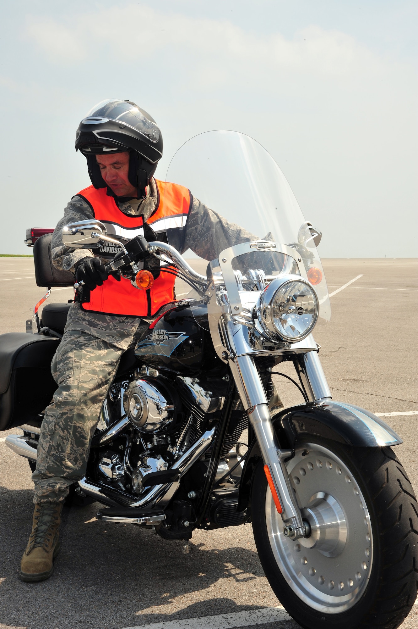 U.S. Air Force Brig. Gen. Donald Bacon, 55th Wing commander, prepares to depart Offutt Air Force Base as part of the Annual Yellow Ribbon Run on July 10. Bacon joined more than 1200 motorcyclists for the Offutt leg of the Annual Yellow Ribbon Run. The Yellow Ribbon Run is held each year in honor of fallen heroes. (U.S. Air Force Photo by D.P. Heard/Released)