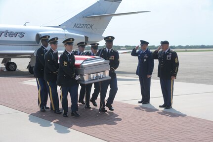 Army Sgt. Steven L. Talamantez died serving during Operation New Dawn.  Sergeant Talamantez, 34, was assigned to 3rd Battalion, 8th Cavalry Regiment, 3rd Brigade Combat Team, 1st Calvary Division, Fort Hood, Texas.  He died in Amarah, Iraq, of injuries suffered when enemy forces attacked his unit with indirect fire. Randolph Air Force Base, Texas. 19 July 2011 (U.S. Air Force photo/Joel Martinez)