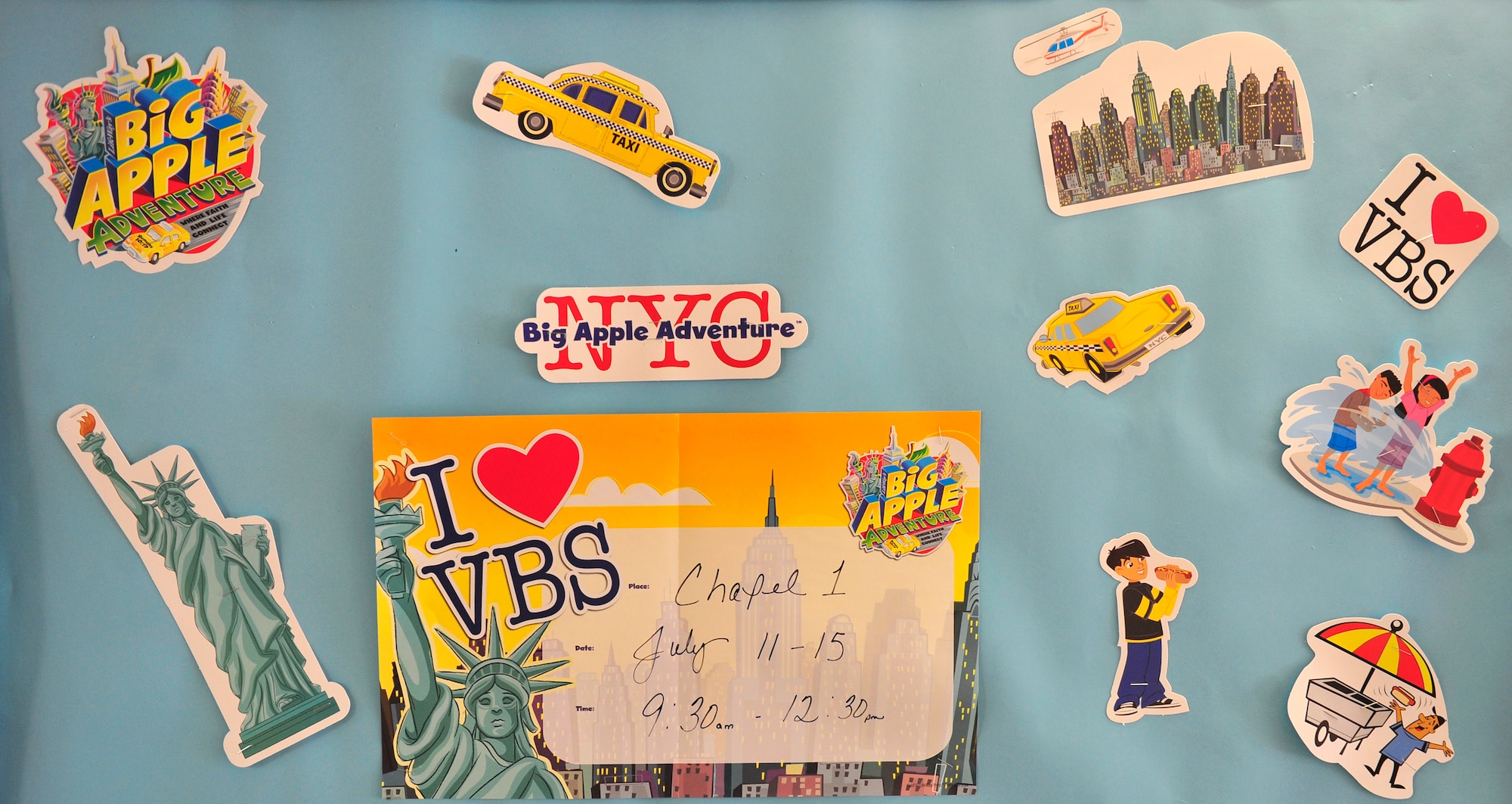 SCOTT AIR FORCE BASE, Ill. -- Protestant Vacation Bible School took place at Chapel 1 July 11-15. This years’ theme was Big Apple Adventure. (U.S. Air Force photo/ Staff Sgt Stephenie Wade)