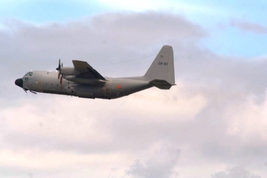 A Belgium air force C-130 takes off from McChord Field, Joint Base Lewis-McChord, Wash., on July 20, 2011, as part of preparations for Air Mobility Rodeo 2011. Rodeo, sponsored by the Air Mobility Command, is the Mobility Air Force's (MAF) readiness competition. This competition focuses on improving worldwide air mobility forces' professional core abilities. More than 150 teams and 3,000 people from the Air Force, and Air Force Reserve, as well as allied nations, participated in the 2011 competition. (U.S. Air Force Photo/Master Sgt. Scott T. Sturkol) 

