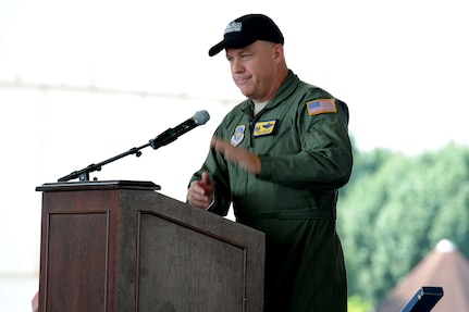 Col. Erik Hansen is "ready for the games to begin" as he speaks to the Team Charleston Rodeo Team June 22 at Joint Base Charleston - Air Base, S.C.  (U.S. Air Force photo/ Staff Sgt. Nicole Mickle)  