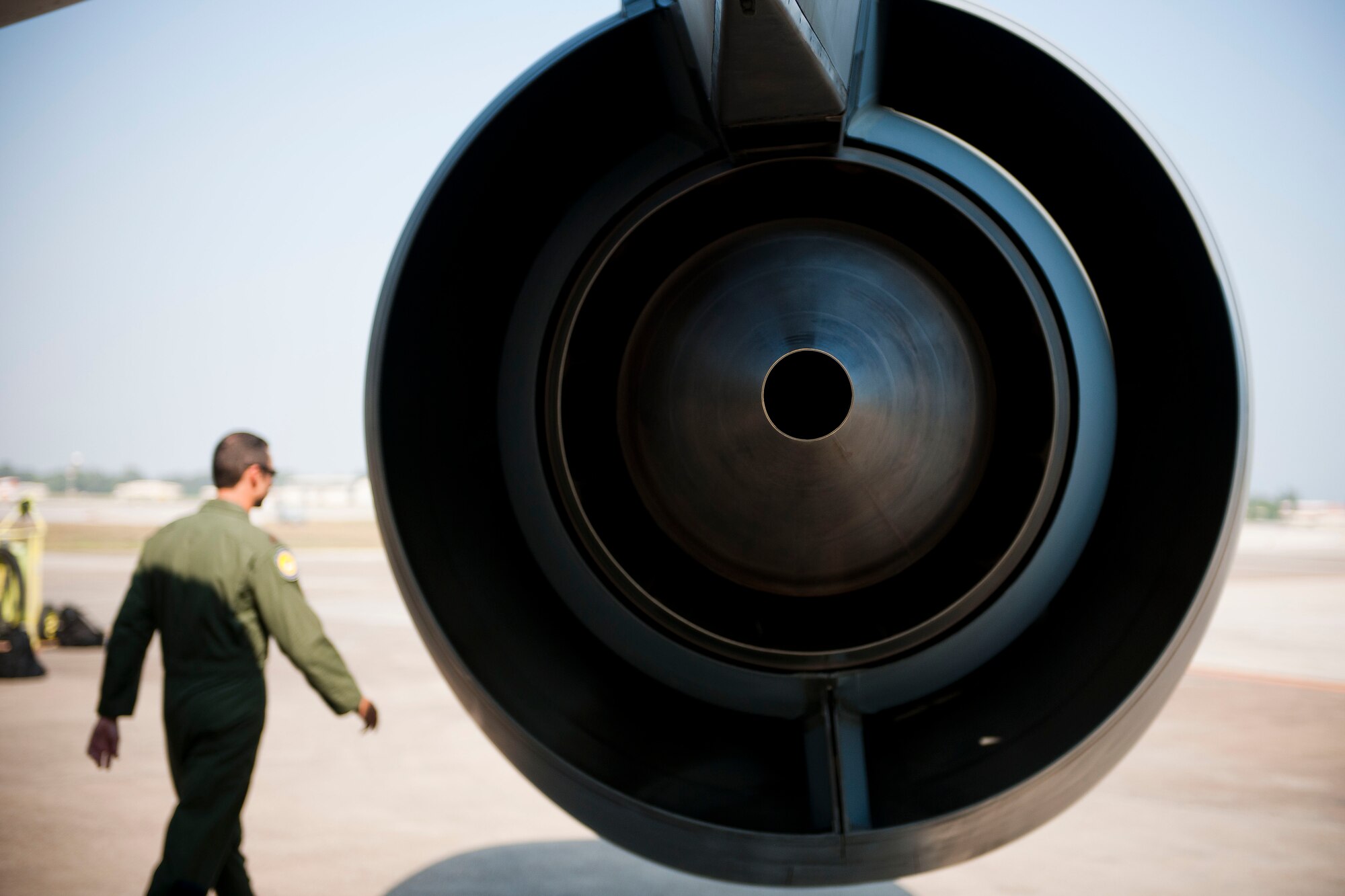 Maj. Trey Forrest, a 90th Expeditionary Air Refueling Squadron pilot, inspects a KC-135R Stratotanker aircraft before a flight July 20, 2011, at Incirlik Air Base, Turkey. The 90th EARS, a total-force team consisting of nearly 100 active-duty, Reserve and Air National Guard Airmen, conducts air-to-air refuels to C-17 Globemaster IIIs and C-5 Galaxies coming in and out of the area of operations. (U.S. Air Force photo by Tech. Sgt. Michael B. Keller/Released)