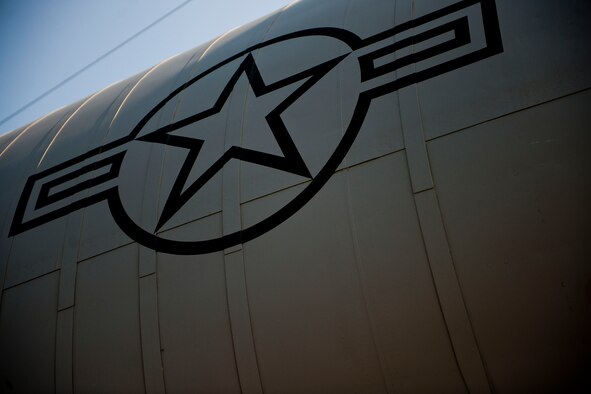 The U.S. Air Force roundel, an aircraft's country identifier, is displayed on the side of a KC-135R Stratotanker aircraft from the 90th Air Refueling Squadron July 20, 2011, at Incirlik Air Base, Turkey. The 90th EARS, a total-force team consisting of nearly 100 active-duty, Reserve and Air National Guard Airmen, conducts air-to-air refuels to C-17 Globemaster IIIs and C-5 Galaxies coming in and out of the area of operations. (U.S. Air Force photo by Tech. Sgt. Michael B. Keller/Released)
