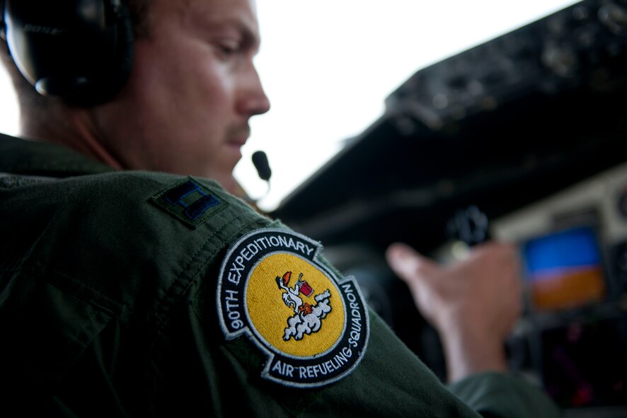 Capt. Chris Kidd, a pilot from the 90th Expeditionary Air Refueling Squadron, completes preflight checks on a KC-135R Stratotanker before a flight July 20, 2011, at Incirlik Air Base, Turkey. The 90th EARS, a total-force team consisting of nearly 100 active-duty, Reserve and Air National Guard Airmen, conducts air-to-air refuels to C-17 Globemaster IIIs and C-5 Galaxies coming in and out of the area of operations. (U.S. Air Force photo by Tech. Sgt. Michael B. Keller/Released)