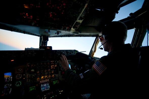 Lt. Col. Barry Jones, 90th Expeditionary Air Refueling Squadron commander, pilots a KC-135R Stratotanker aircraft July 20, 2011, over Turkey. The 90th EARS, a total-force team consisting of nearly 100 active-duty, Reserve and Air National Guard Airmen, conducts air-to-air refuels to C-17 Globemaster IIIs and C-5 Galaxies coming in and out of the area of operations. Colonel Jones is an Air Reserve Technician and the 18th Operations Support Squadron Commander at McConnell Air Force Base. (U.S. Air Force photo by Tech. Sgt. Michael B. Keller/Released)