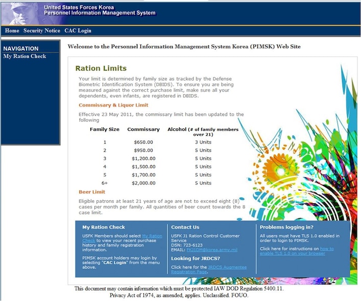 KUNSAN AIR BASE, Republic of Korea -- In an effort to ensure availability of goods, and to combat potential black marketing, U.S. Forces Korea has a rations control program in place which closely monitors the purchase of beer, liquor, groceries and other goods purchased on base. (U.S. Air Force graphic)