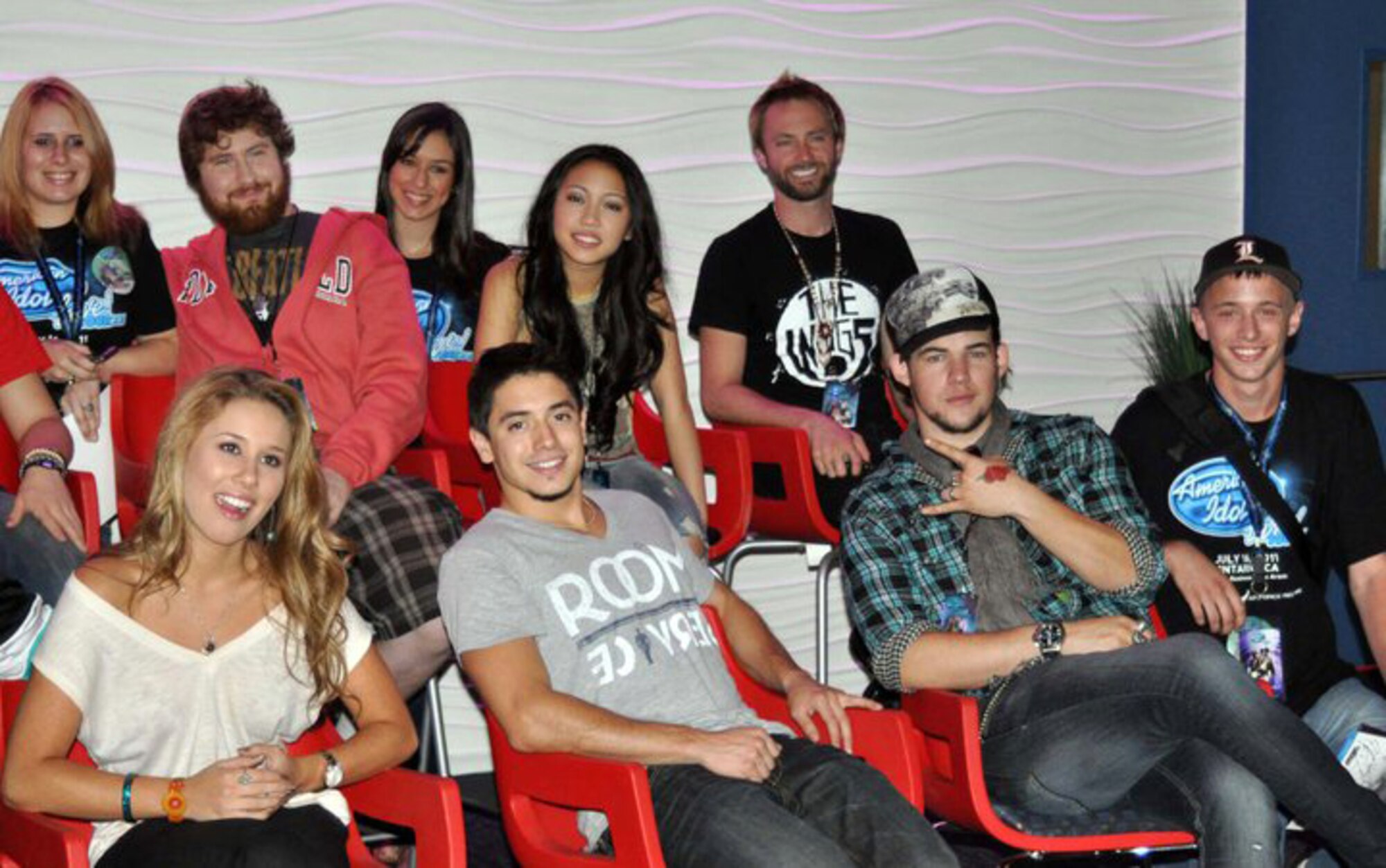 The U.S. Air Force Reserve GetOneNow program is the reason these March Air Reserve Base reservists and their guests attended the 2011 American Idol Live Tour July 16th in Ontario, Calif. The VIP concert tickets included the meet and greet with the idols. (U.S. Air Force photo/Linda Welz)