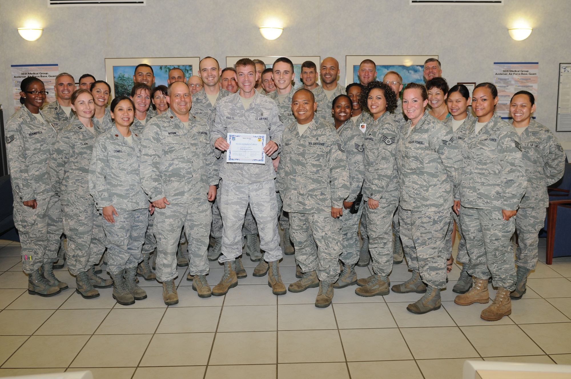 Staff Sgt. Marcus Poulos, 36th Medical Operations Squadron bioenviromental technician, was awarded Team Andersen's Best here, July 20. (U.S. Air Force photo/Senior Airman Carlin Leslie)
