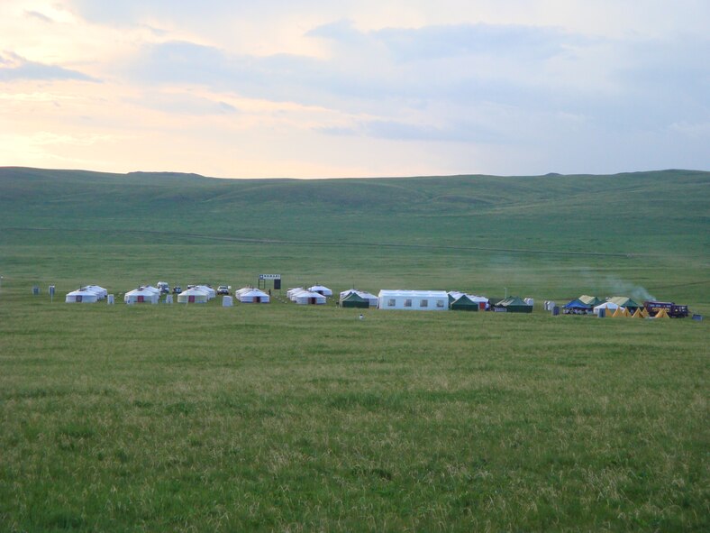 Operation Pacific Angel-Mongolia's ger base camp is approximately 175 miles east of capitol city, Ulaanbaatar. This is the first Pacific Angel in Mongolia from 18-23 July, 2011. Traditional gers (tents) accomodate 130 Mongolian, U.S., and Sri Lankan military medical providers, engineers, and support staff, along with Project Hope and interpreters. Outreach programs in medical, dental, optometry, veterinary and engineering are being held in Delgerkhaan, Jargaltkhaan, and Tsenkhermandal remote villages and Ondorkhaan city in Hentii province. Pacific Angels cultivate bonds and foster goodwill between the U.S. and Asian-Pacific countries through capacity-building in humanitarian assistance.  In its fourth year, Pacific Angels are planned and executed by at 13th Air Force at Joint Base Pearl Harbor-Hickam, Hawaii. (Air Force photo/Lt. Col. Tracey Saiki)