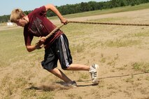 Dustin Haxton, 14, from Wabasha, Minn., runs back to the start line during a strength and cardio training session at the All-Marine Wrestling Camp July 26. Haxton will be a freshman at Zumbrota-Mazeppa High School. Recruiting Station Twin Cities hosted the six-day camp to promote academic and athletic excellence. For additional imagery from the event, visit www.facebook.com/rstwincities.