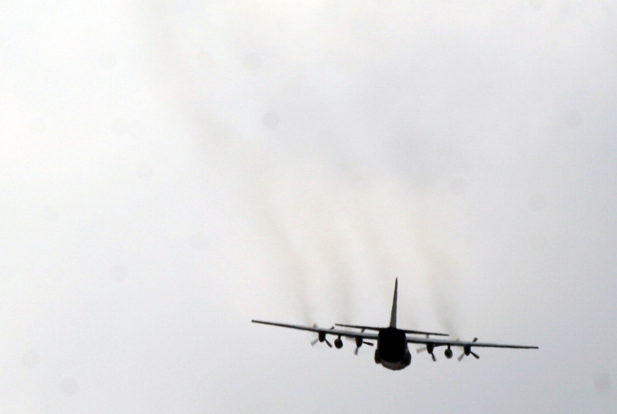 A C-130 Hercules participating in Air Mobility Rodeo 2011 returns from a competition sortie to Joint Base Lewis-McChord, Wash., on July 26, 2011. Rodeo 2011, sponsored by the Air Mobility Command, is the Mobility Air Force's readiness competition. This competition focuses on improving worldwide air mobility forces' professional core abilities. More than 150 teams and 3,000 people from the Air Force, and Air Force Reserve, as well as allied nations are participating in Rodeo. (U.S. Air Force Photo/Master Sgt. Scott T. Sturkol)