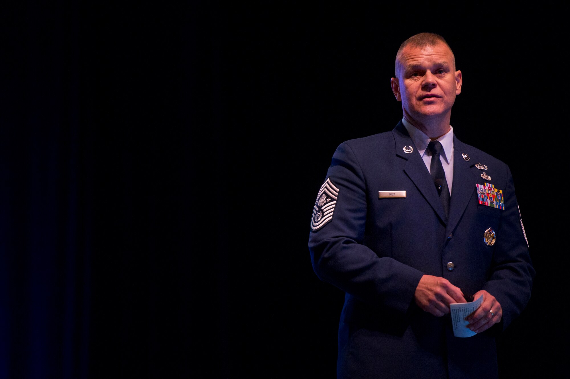 Chief Master Sgt. of the Air Force James A. Roy speaks July 25, 2011, at the Air Force Sergeants Association's Professional Airmen's Conference in San Antonio. The event marked the 50th anniversary of the association. (U.S. Air Force photo/Staff Sgt. Vernon Young Jr.)
