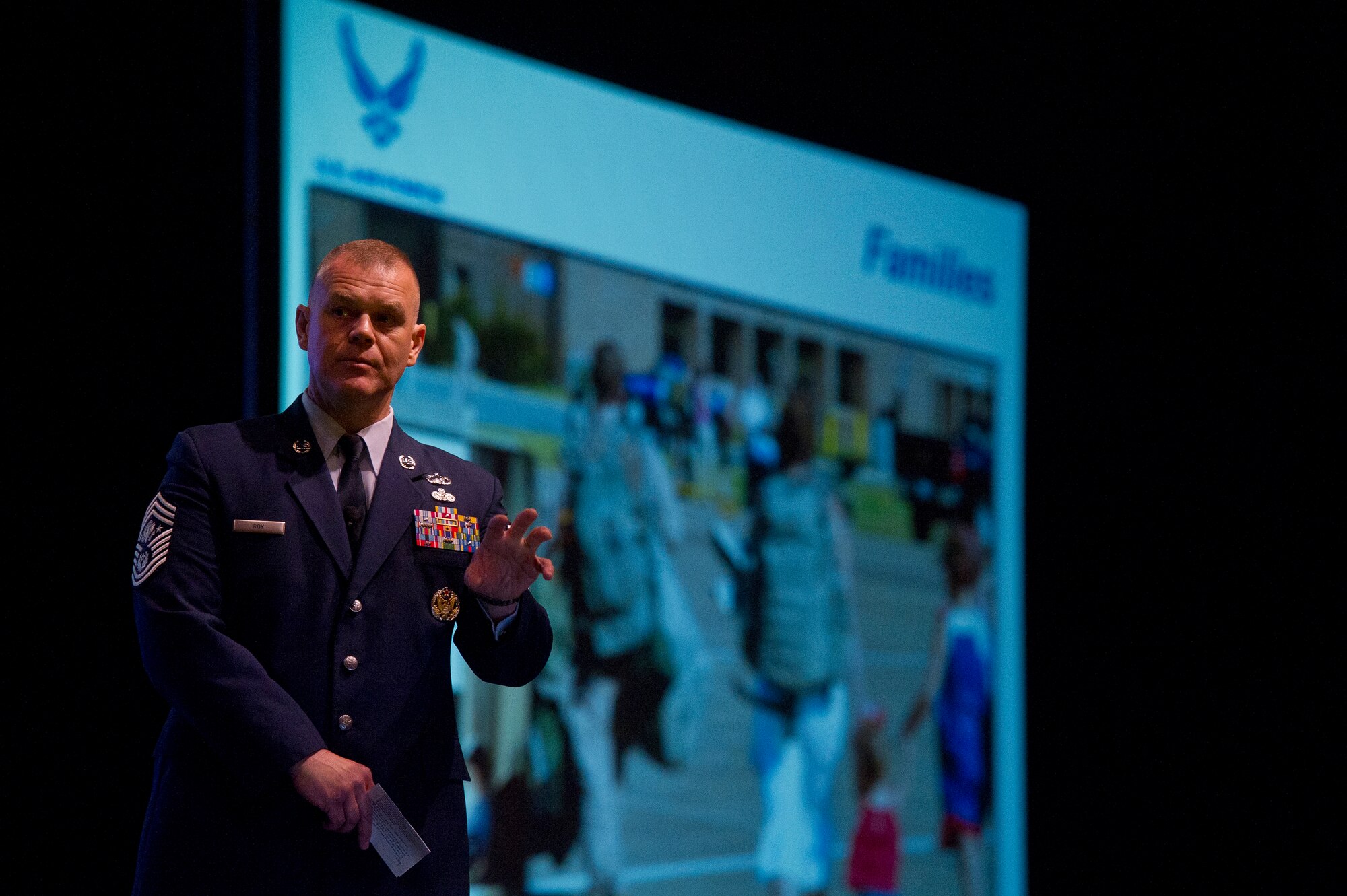 Chief Master Sgt. of the Air Force James A. Roy speaks July 25, 2011, at the Air Force Sergeants Association's Professional Airmen's Conference in San Antonio. The event marked the 50th anniversary of the association. (U.S. Air Force photo/Staff Sgt. Vernon Young Jr.)

