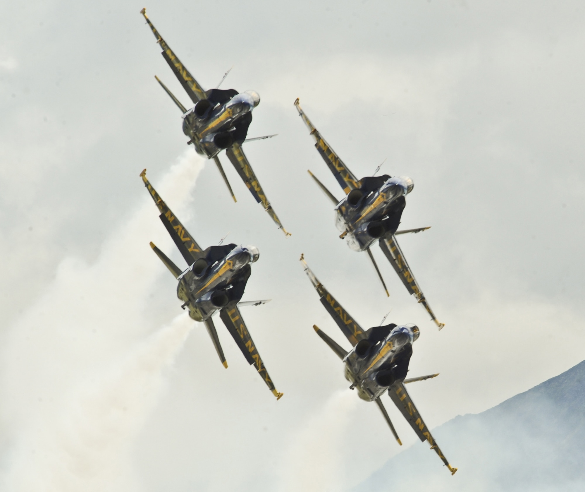 The Navy Blue Angels aerial demonstration team practice one of their precise  movements. The team will perform in the skies over Great Falls July 30-31. (Courtesy photo)