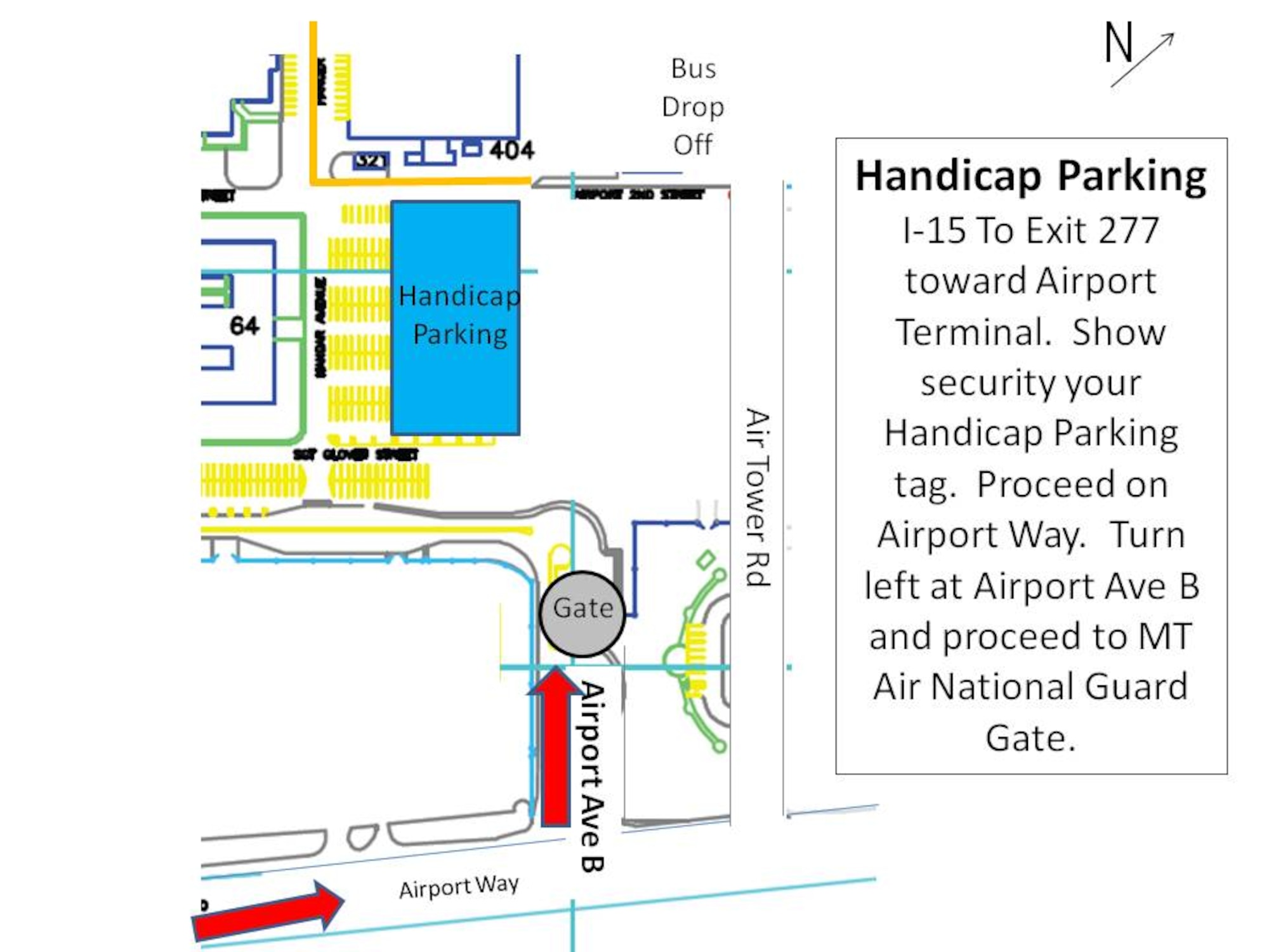 Directions for handicap parking.