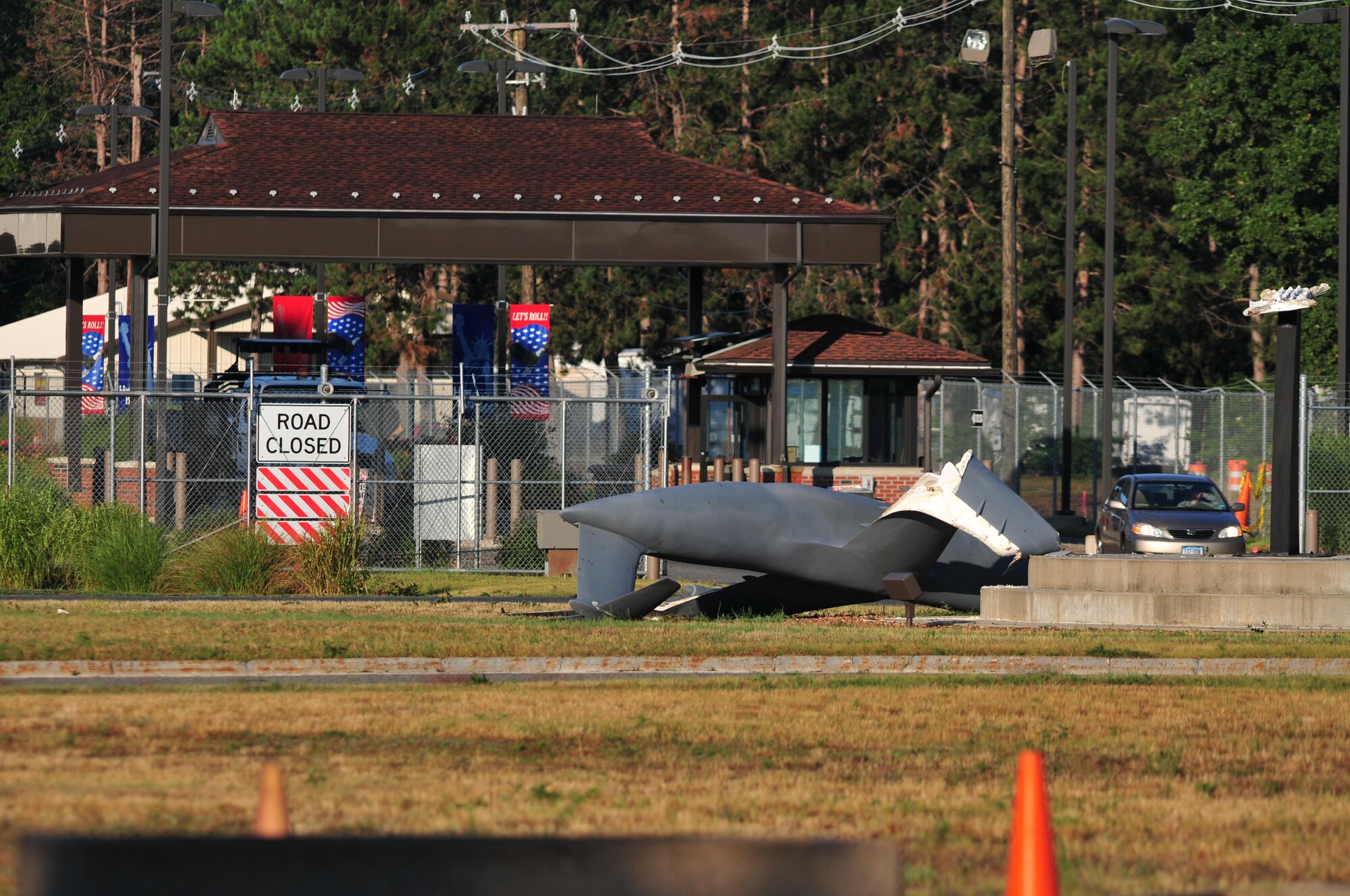 Another devastating storm hit western Massachusetts late afternoon, 26 July. Trees fell, blocking roadways; streets were flooded. The storm resulted in one reported fatality. (US Air Force photo/W.C.Pope)