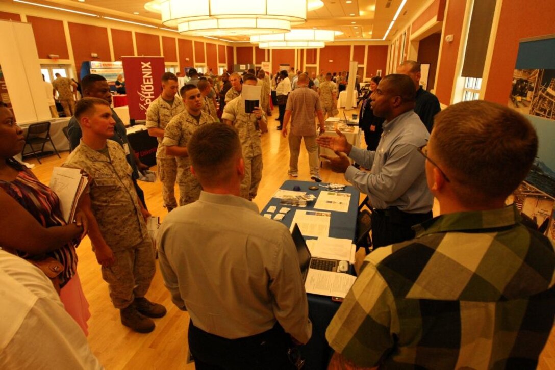 More than 500 military patrons consisting of service members, retirees, veterans and military spouses attended the Career Expo hosted by Job Fair Operations with CivilianJobs.com, at Marston Pavilion aboard Marine Corps Base Camp Lejeune, July 28. Employers were required to have vacancy within their company to register for the event.