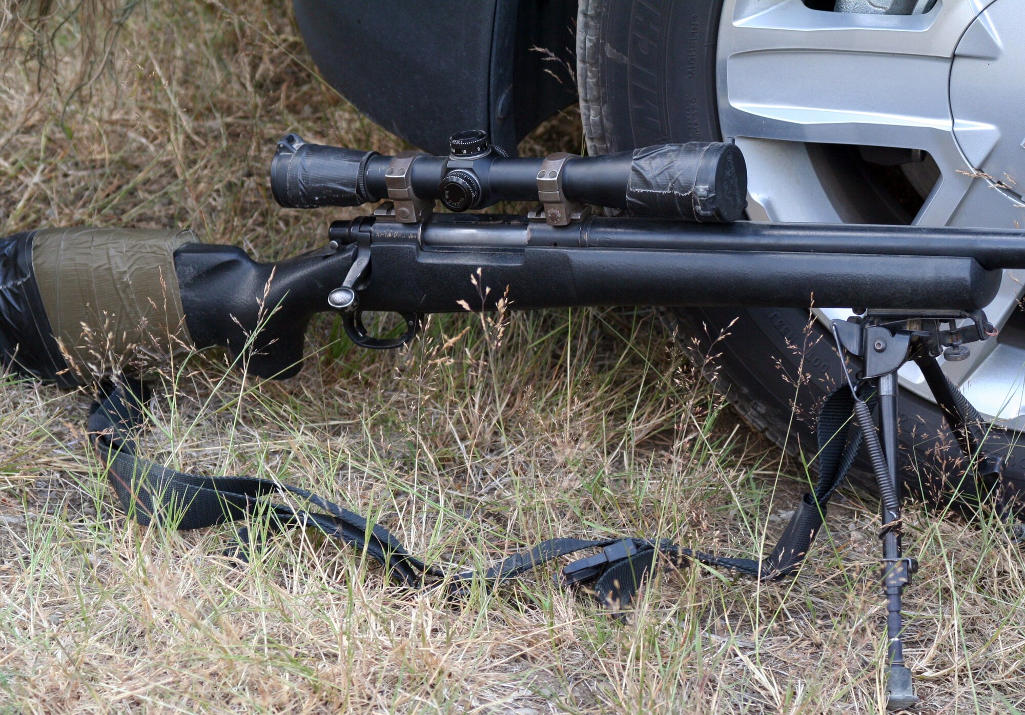 This image shows an M-24 sniper rifle used in the Air Mobility Rodeo 2011 advanced marksmanship event on a range on Joint Base Lewis-McChord, Wash., on July 27, 2011. (U.S. Air Force Photo/Master Sgt. Scott T. Sturkol)