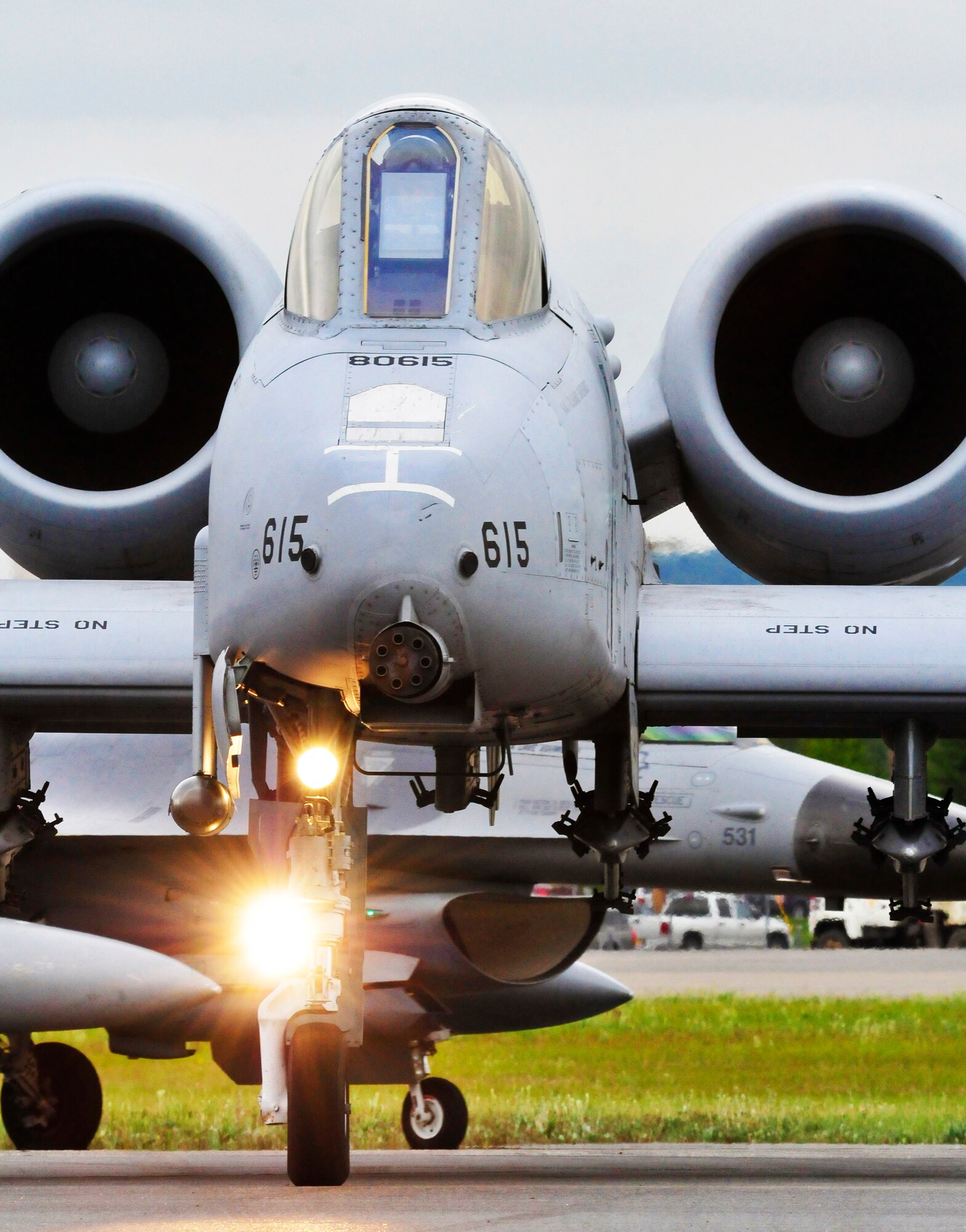 An A-10 Thunderbolt II taxis on the runway before take-off during RED FLAG-Alaska 11-2 July 15, 2011, Eielson Air Force Base, Alaska.  RF-A, a two week long exercise, focuses on aerial combat training for U.S. and allied forces and is conducted within the Joint Pacific Alaska Range Complex, a 67,000 square mile training range.  The A-10 is assigned to the 25th Fighter Squadron at Osan Air Base, Republic of Korea. (U.S. Air Force photo/Staff Sgt. Miguel Lara III)