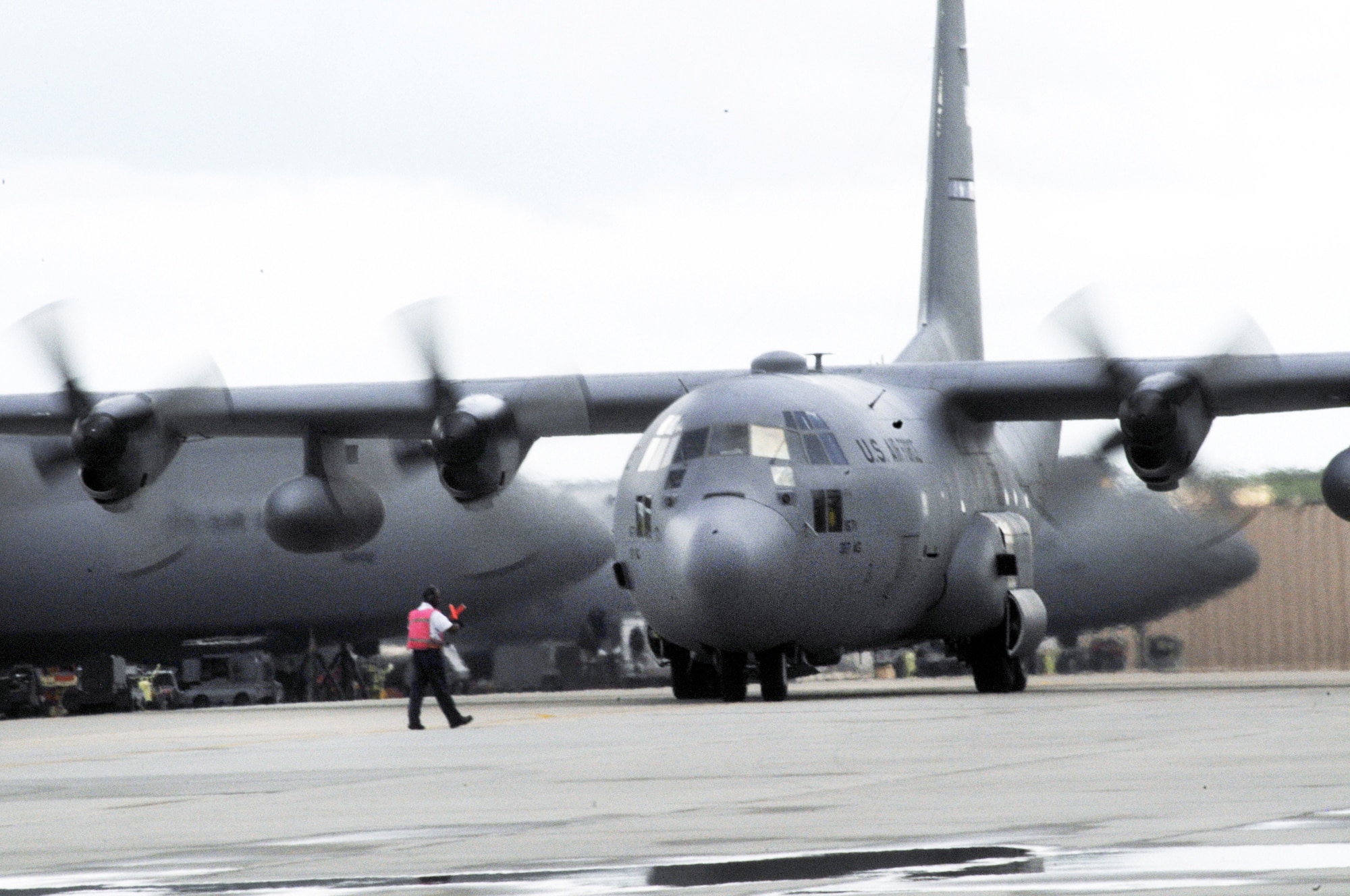 The first C-130 to undergo High Velocity Maintenance taxied onto the flightline July 31, 2010. Since then, HVM has been a key factor in decreasing C-130 programmed depot maintenance time. U. S. Air Force photo by Sue Sapp