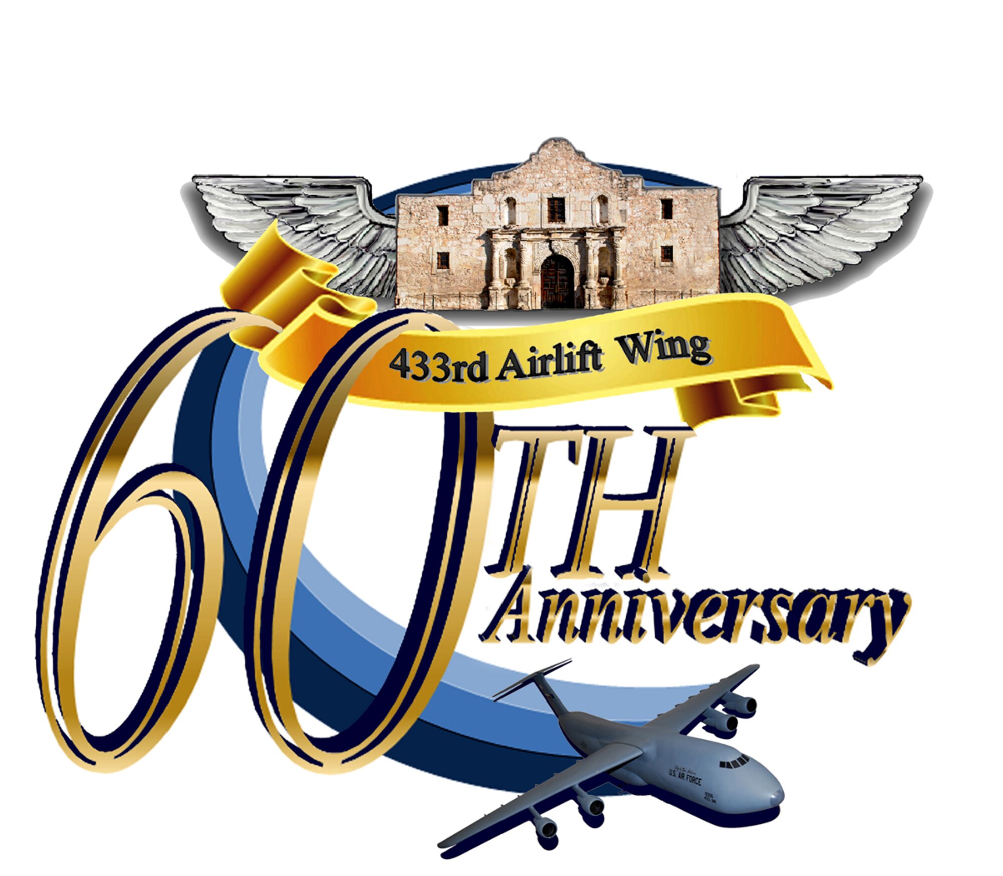 433rd Airlift Wing 60th Anniversary logo in full color, JPEG format.(U.S. Air Force graphic/Senior Airman Luis Loza Gutierrez)