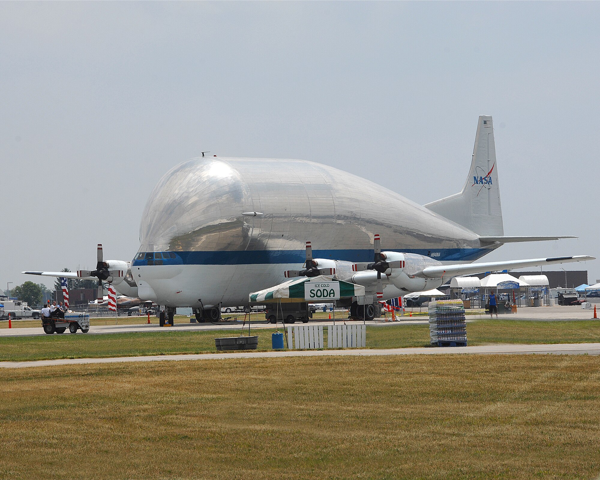 NASA's "Super Guppy" was the biggest aircraft at the Dayton Air Show this year. Guppy aircraft were used in several past space programs, including Gemini, Apollo, and Skylab, to transport spacecraft components. (USAF photo by Ben Strasser)