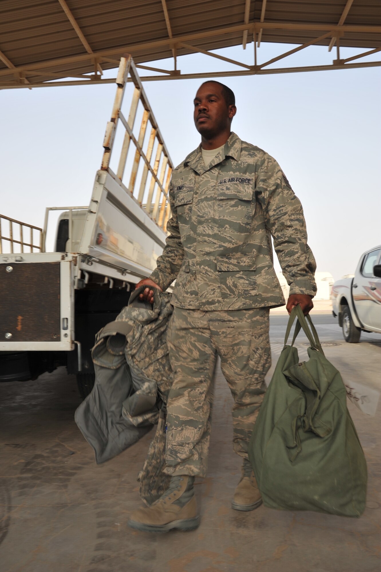 Staff Sgt. Julius A. King Jr is deployed from the 22nd Medical Support Squadron, McConnell Air Force Base, Kansas. (U.S. Air Force photo by Master Sgt. Carlotta Holley)