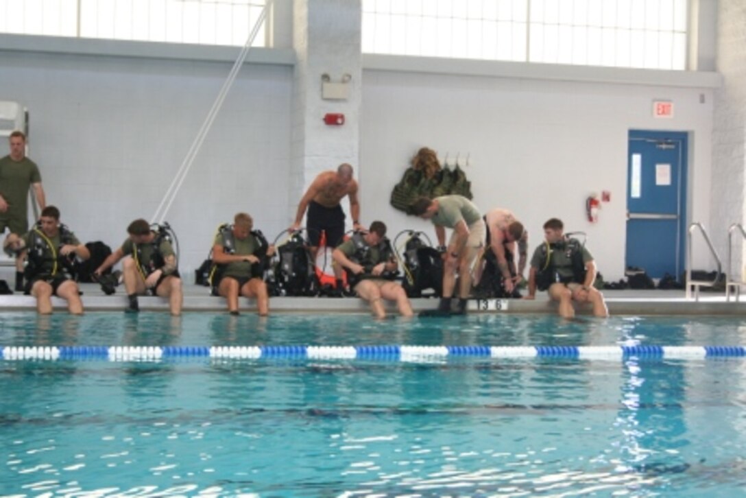 Marines training in pool.