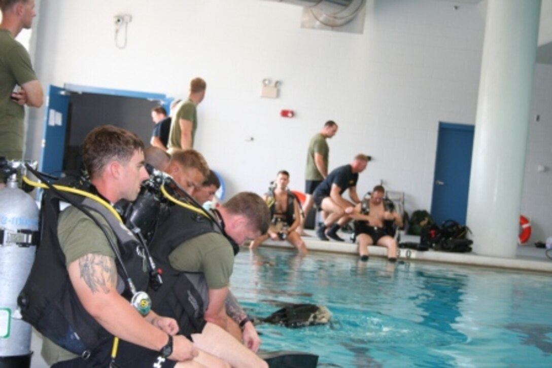 Marines training in pool.