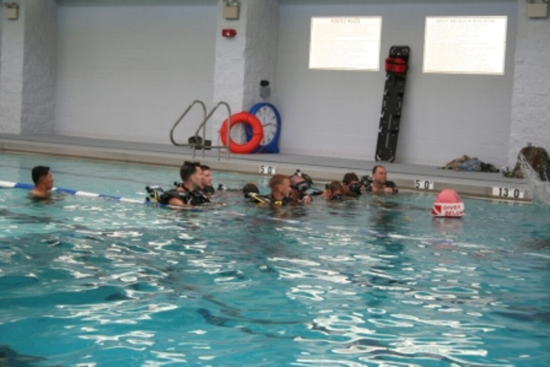 Marines training in pool.