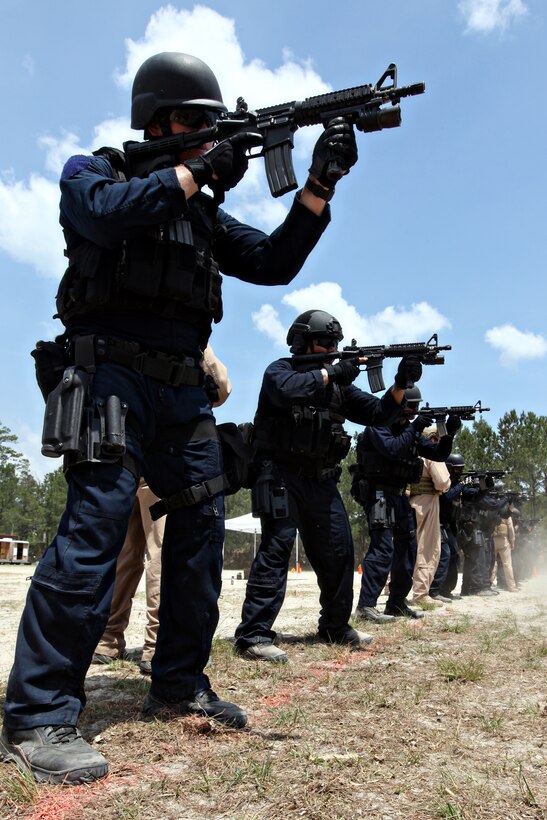 Students of the Basic Tactical Operations Course at the Joint Maritime Training Center aboard Marine Corps Base Camp Lejeune fire MK-18s at the range.  The course gives members of the Coast Guard’s Deployable Specialized Forces the fundamentals of marksmanship.