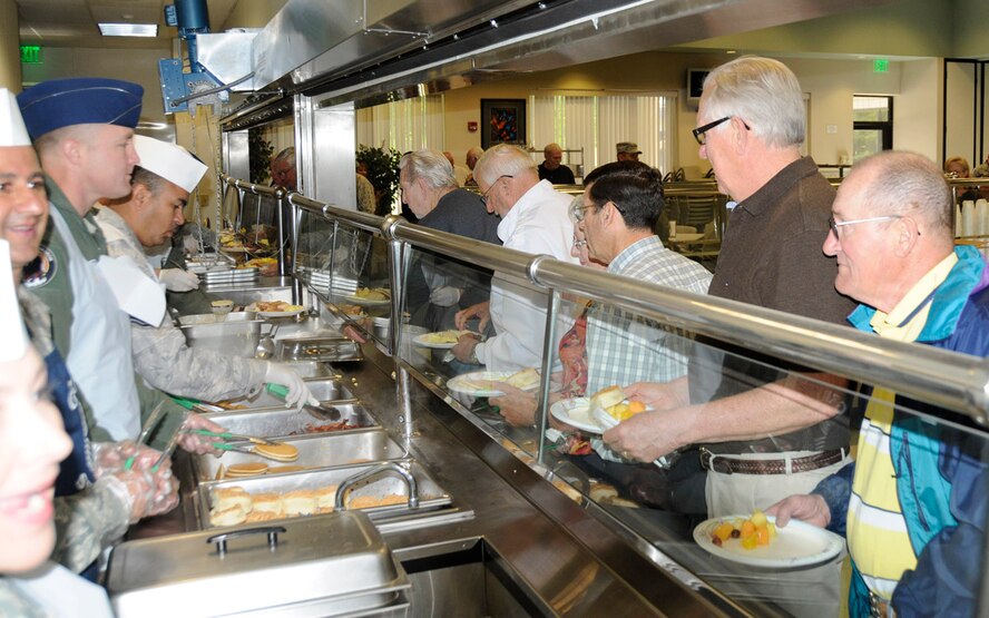 Former members of the 144th Fighter Wing gathered in Fresno, Calif. on May 26, 2011 for the annual Retiree’s Breakfast hosted by the installation.  The breakfast is served by current 144th members and is just one of the forums for the retirees to keep in touch with activities taking place . (U.S. Air Force photo by Senior Master Sgt. Chris Drudge/released)