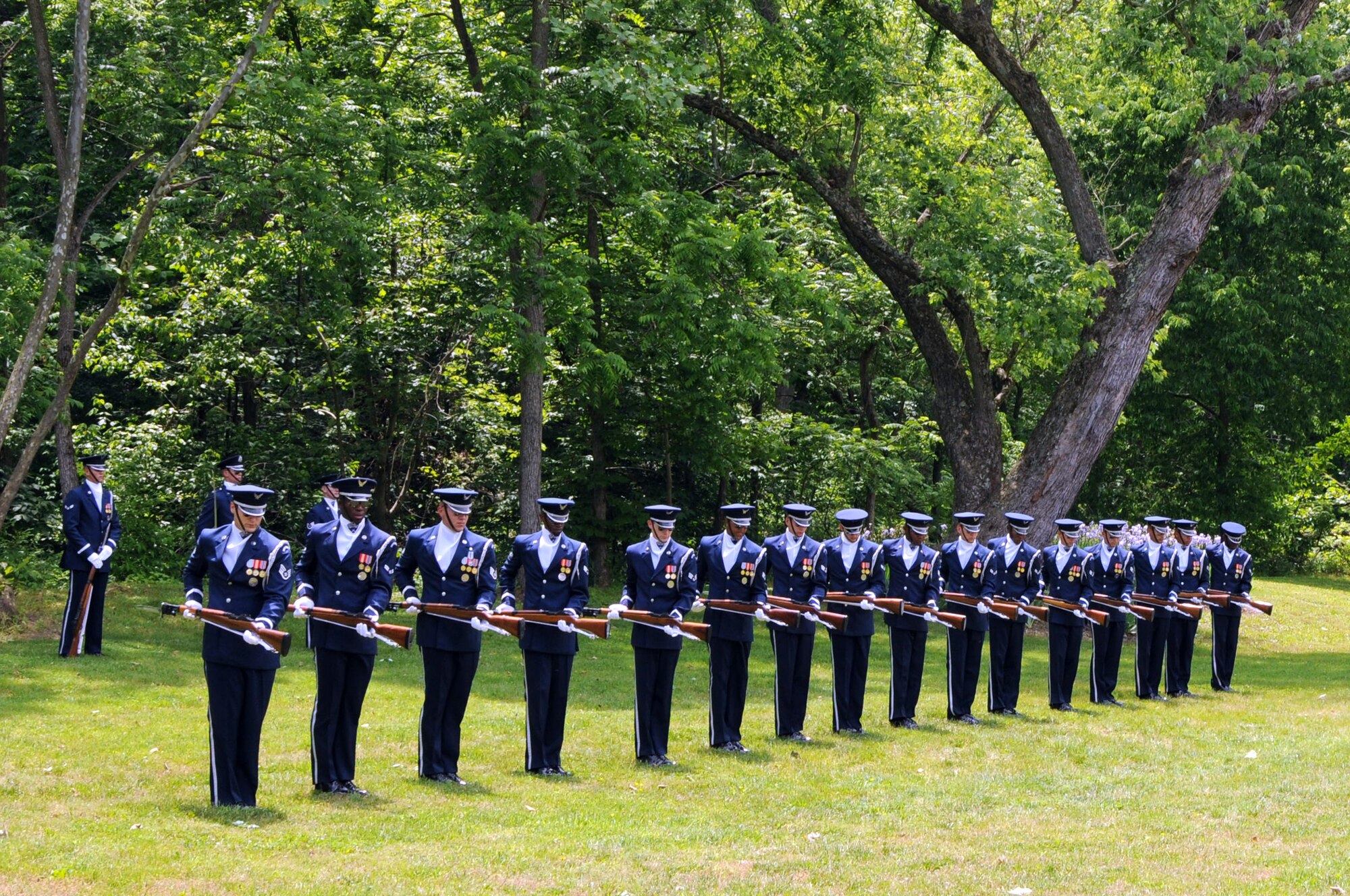The U.S. Air Force Honor Guard Drill Team performs for the Disable Veterans Association's Memorial May 27 at the Historic Jordan Springs event and cultural centre, Jordan Springs, Va. Each branch of service was represented at the Memorial Day event, titled "Remembering & Recognizing our Men and Women in Uniform." (U.S. Air Force photo by Airman 1st Class Tabitha N. Haynes)
