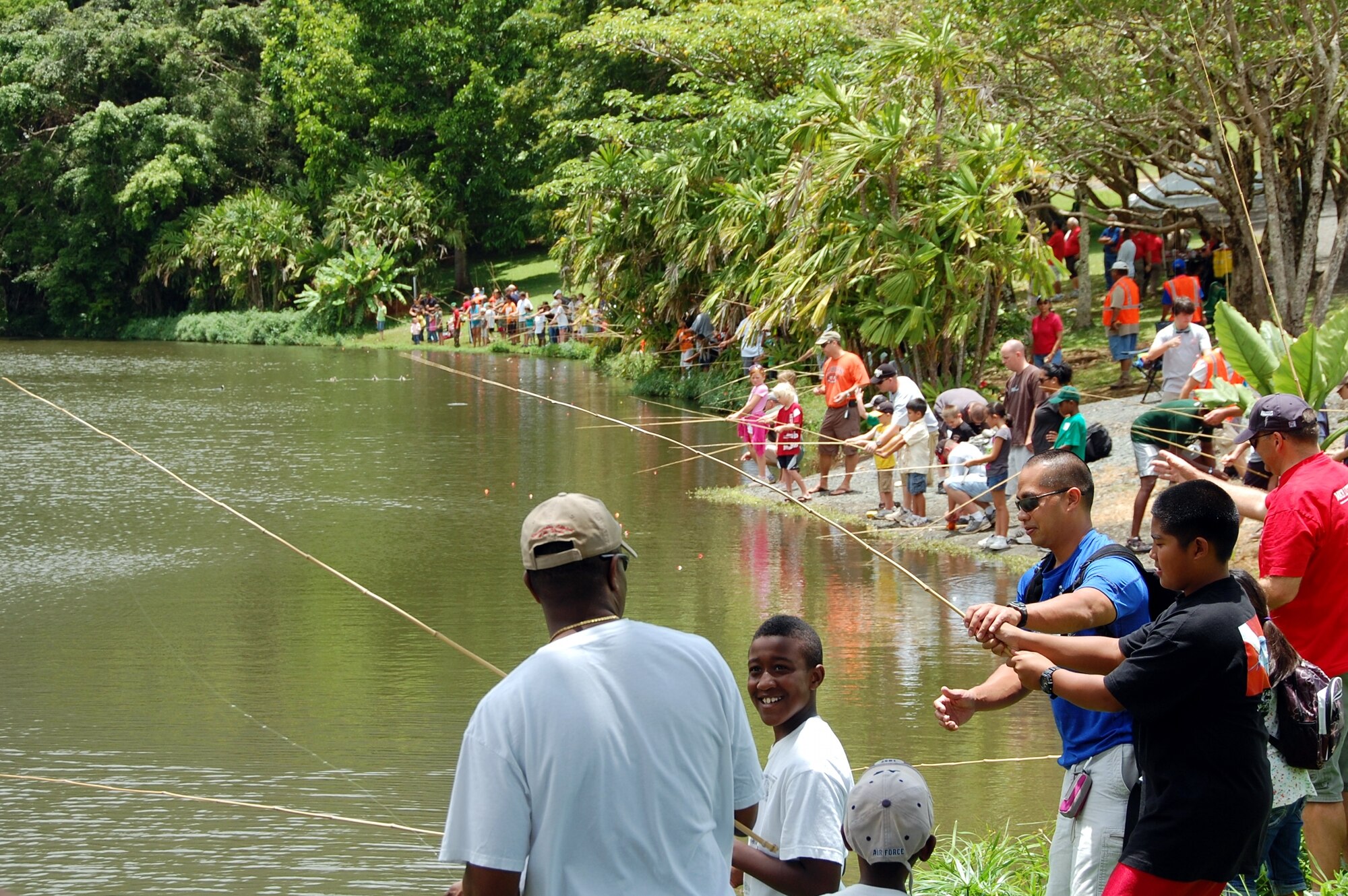 Air Force families participated at the Friends of Hickam 12th Annual Keiki Fishing Tournament at Ho'omaluhia Botanical Garden June 1. (U.S Navy Photo/Chris Aguinaldo)
