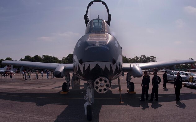 The A-10 East Demonstration Team prepares one of the two A-10C Thunderbolt II aircraft they had at the Jones Beach Air Show May 28. The team sets up two A-10s in case one is needed as a back up. (U.S. Air Force photo by Airman 1st Class Nicholas Benroth/Released) 