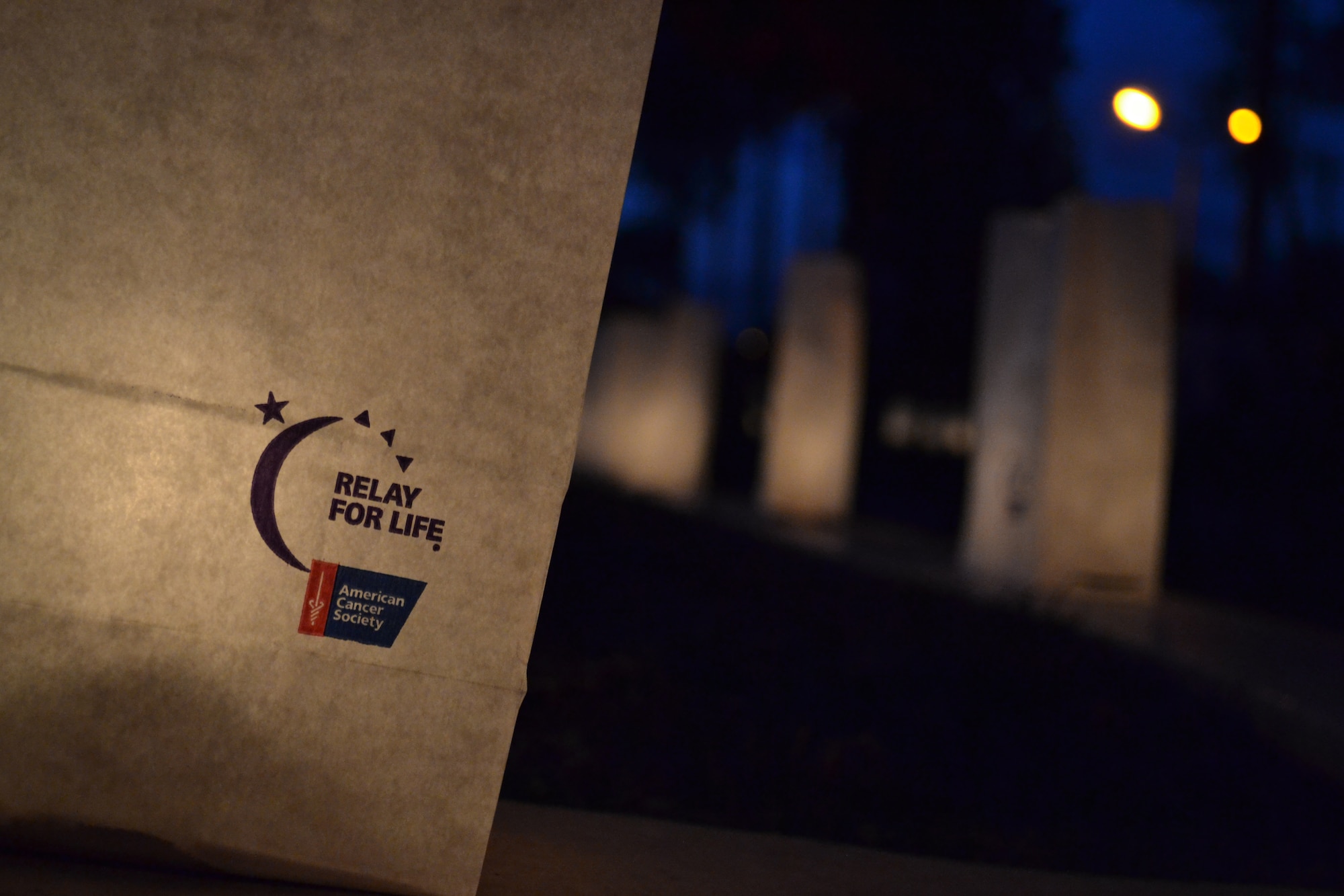Luminary bags were distributed throughout Arkadas Park during the Relay for Life event as part of the ending ceremony May 21, 2011 at Incirlik Air Base, Turkey. Luminary bags are paper bags filled with sand and a candle to illuminate the bag. Incirlik raised $21,824 in contributions this year. The relay helped raise money for cancer research and cancer patients. The event is held to spread cancer awareness, celebrate the lives of survivors and remember those who lost their lives to cancer.  (U.S. Air Force photo by Staff Sgt. Alexandre Montes/ Released)