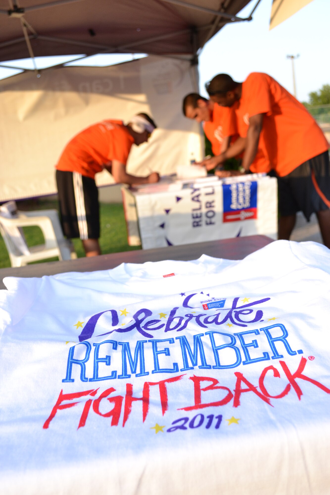 Airmen sign up to run during the Relay for Life event held at Arkadas Park May 21, 2011 at Incirlik Air Base, Turkey. Incirlik raised $21,824 in contributions this year. The relay helped raise money for cancer research and cancer patients. The event is held to spread cancer awareness, celebrate the lives of survivors and remember those who lost their lives to cancer.  (U.S. Air Force photo by Staff Sgt. Alexandre Montes/ Released)