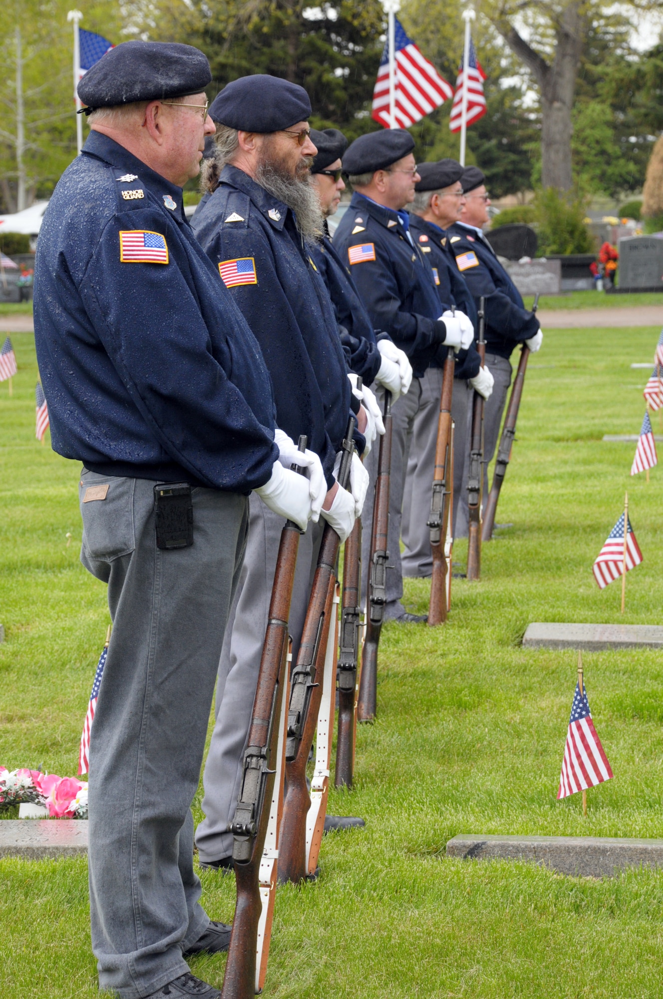 Veterans from the Cheyenne area stand guard during a Memorial Day wreath-laying ceremony at Beth El Cemetery in Cheyenne, Wyo., May 30. (U.S. Air Force photo by Blaze Lipowski)