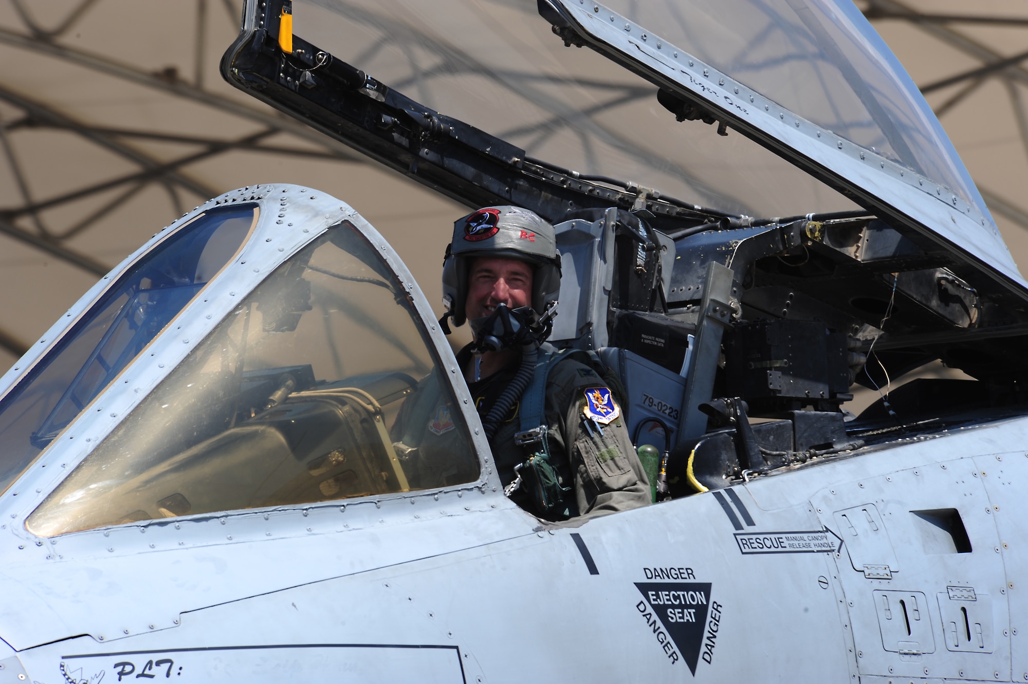 Col. William DeMaso, 23rd Wing vice commander, sits in the cockpit of an A-10C Thunderbolt II after returning from his final flight at Moody Air Force Base, Ga.  June 2.  Colonel DeMaso has flown over 2,000 hours in the F-15E Strike Eagle and A-10 Warthog. (U.S. Air Force photo/Senior Airman Stephanie Mancha)(RELEASED))